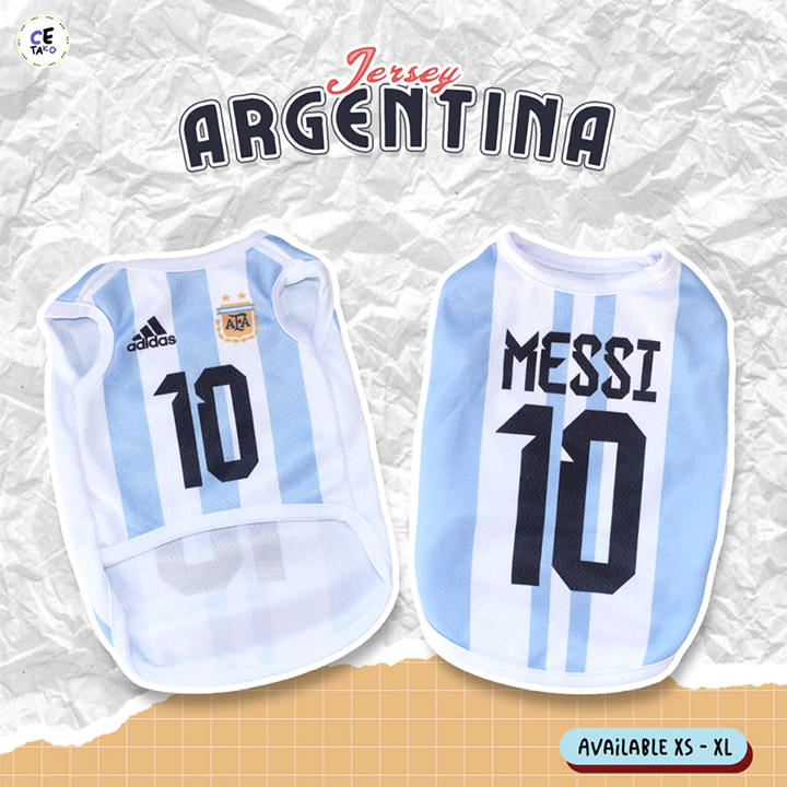 Baju Kucing Lucu Jersey Bola Argentina Bisa Custom Nama Untuk Kucing Monyet Kelinci Anak Kambing Anjing Size Jumbo